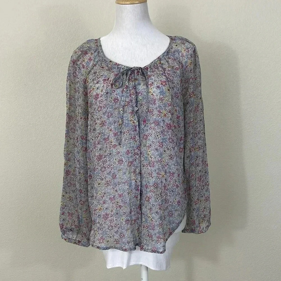 Joie 100% silk floral long sleeve blouse size small - Picture 1 of 6